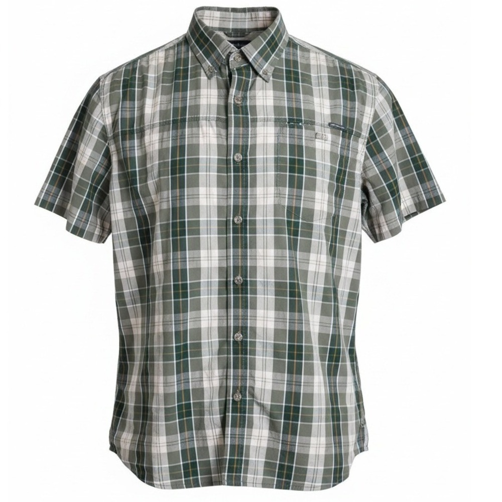 Eddie Bauer L Men's Rainier Short Sleeve Shirt Sprig Plaid UPF‎ 30 FreeDry NWT